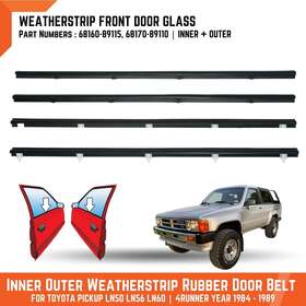 Wseal-ln50 Bd Sunpha Inner Outer Weatherstrip Rubber Door Belt Seal For Toyota Pickup 2dr Ln50 84-88