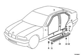 51721977051 Bmw E36 318 323 325 328 M3 Sedan 92-99 Oem Set Of X/4- Door Weather Strip Gasket