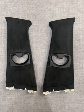 7027088 Bmw 7027087 04-10 E61 E60 Right And Left B Pillar Alcantara Trim Black /