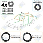 Bmw E30 Sedan 7-PIECE Weatherstrip Set Doors, Trunk, Front/rear Windows Seals. Fixed Price $260.00.