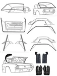 New! 1967 - 1968 Ford Mustang Deluxe Weatherstrip Seal Kit Windshield Roof Doors. Fixed Price $198.75.
