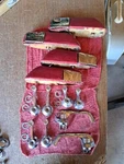 1965 Ford Galaxie Original Window Crank Set, Door Handles, 1963 Arm Rest (red). Fixed Price $250.00.