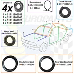 Bmw E30 Sedan 9-PC Weatherstrip Set Doors/sunroof/trunk/front&rear Windows/hood. Fixed Price $260.00.