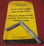 New Mopar 1953-1954 All Models Right Front Lower Vent Frame Pivot, Usa!. Fixed Price $12.49.